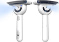 Rechargeable steam deshedding brush for dogs and cats — double-sided head, front view