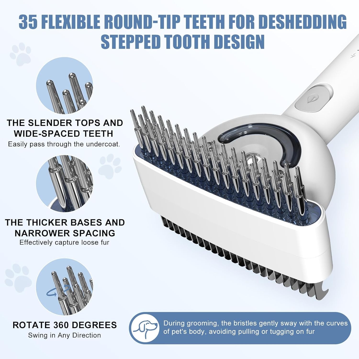 Rechargeable steam deshedding brush in use on a dog's coat