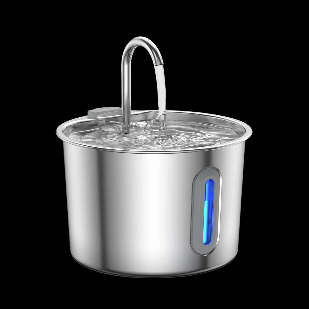 Stainless Steel Cat & Dog Water Fountain 2.2L Ultra Quiet USB Powered Automatic Pet Drinking Fountain Durable for Indoor Pets